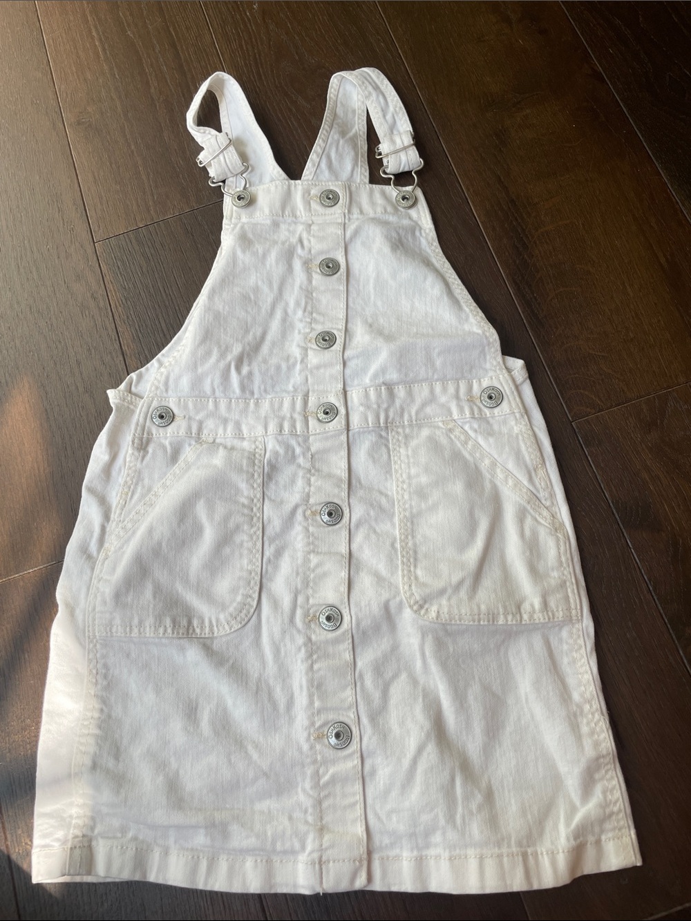 OshKosh B'gosh White Button-Front Denim Pinafore